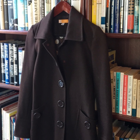 Tulle Brown Wool Blend Coat sz S - Picture 4 of 16